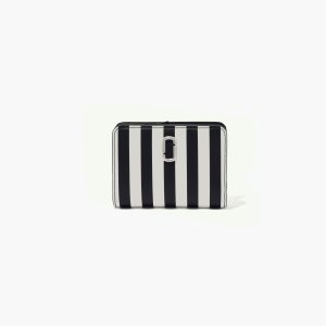 Marc Jacobs A Strisce J Marc Mini Compact Wallet Nere Bianche | GHP186570