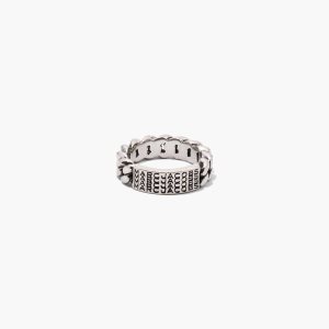 Marc Jacobs Barcode Monogram ID Chain Ring Argento | LYT038164