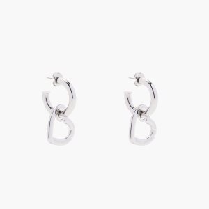 Marc Jacobs Charmed Double Heart Hoops Argento | JMF386510